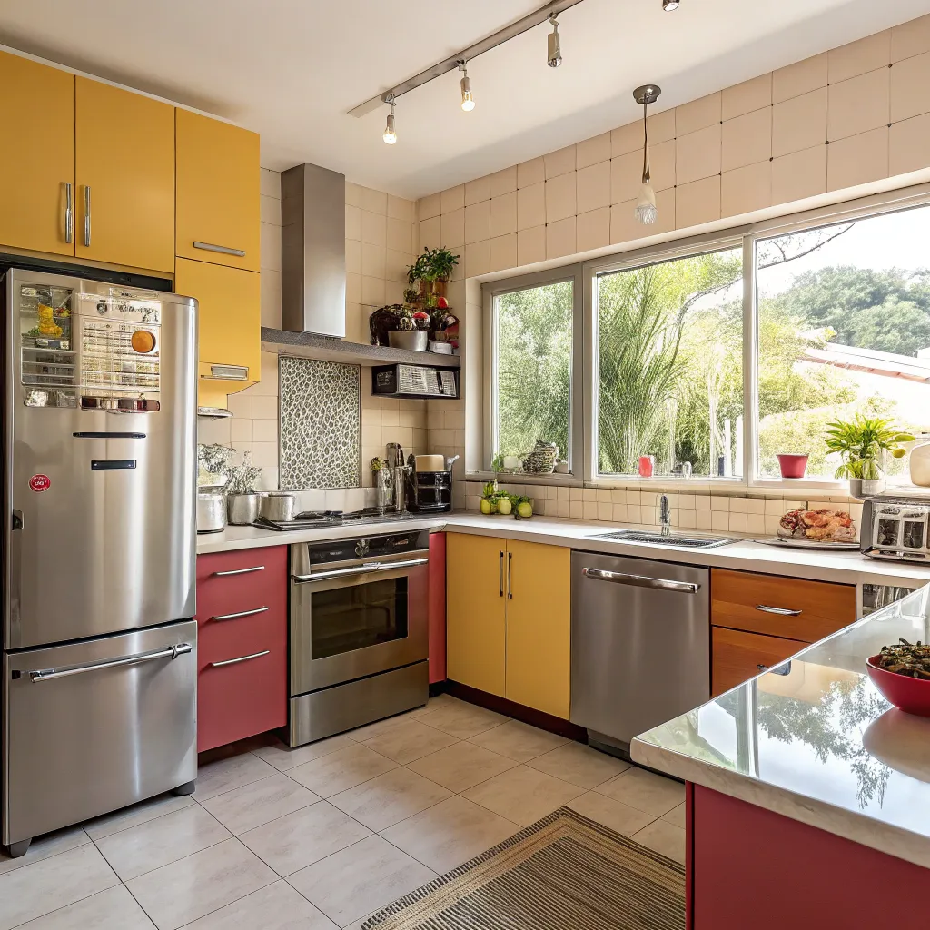 A vibrant kitchen showcasing appliances